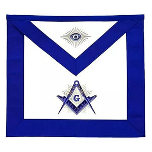 High Quality Custom Made 2026 Blue and <b>White</b> Master Mason With Hand Embroidered Border Customized Masonic Apron - Product Image 3