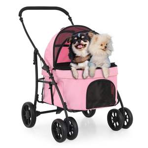 TH-PPS-155 Lightweight Pet Travel <b>Stroller</b> with Four Wheels Safety Brakes and Soft Interior Pad Custom Color and Logo Optional - Product Image 1