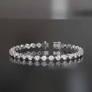 New Round Shape Lab Grown Diamond Tennis Bracelet Bezel Setting 18K White Gold Diamond Bracelet for Both <b>Men</b> and Women - Product Image 2