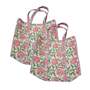Sac fourre-tout en coton à motif floral pêche, style voyage et shopping, ouverture supérieure, sac de courses polyvalent et durable pour toutes les saisons - Product Image 3