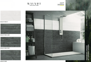 Carrelage mural mat en céramique numérique Walnut Maple Pro 300x600mm, moderne, isolant thermique, adhésif, pour usage intérieur en salle de bain d'hôtel - Product Image 2