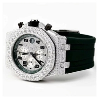 Luxuriöse Herren-Automatikuhr mit quadratischem ETA-Uhrwerk, VVS Moissanite Diamanten, Kautschukarmband, wasserdicht, analog, Glaszeiger, Business-Charme