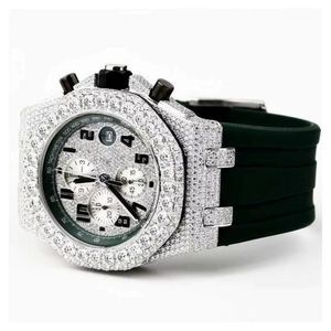 Luxury Men's Square <b>Mechanical</b> <b>Watch</b> VVS Moissanite Diamond Rubber Band Water Resistant Crystal Pointer Business Sports Hip Hop - Product Image 5