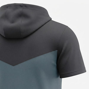 เสื้อฮู้ดแขนสั้นผู้ชายทรงเท่ห์ทันสมัยสำหรับออกกำลังกาย  ปรับแต่งขนาดได้ตามต้องการ ผลิตจากผ้าโพลีคอตตอนที่ยั่งยืน ทนทาน และกระชับพอดีตัว - Product Image 3