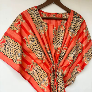 Nuevo Kaftán con Estampado Animal, Corte Evase, de Algodón Suave Indio, con Encaje, Largo hasta la Rodilla, para Playa, Regalo para Damas de Honor, Ropa de Dormir para Mujer - Product Image 4