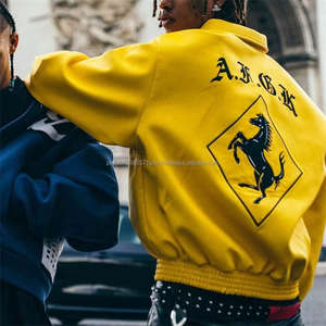 Veste bomber en cuir avec logo brodé personnalisé pour hommes - Product Image 3