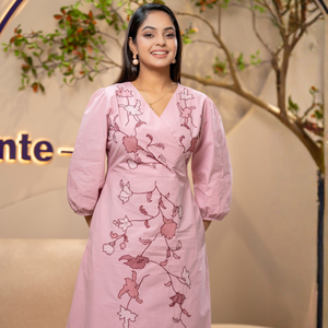 Elegante Vestido de Algodón Rosa Pálido para Mujer - Product Image 3