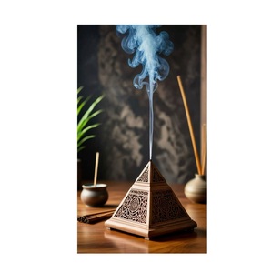 Encensoir géométrique en bois naturel découpé au laser, design pyramidal, porte-parfum, décoration zen pour la maison et le bureau, aromathérapie - Product Image 4