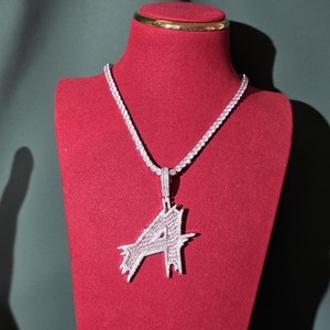 Customize Single Letter Moissanite Hip Hop Pendant 925 Sterling <b>Silver</b> Personalized Gift For Fine Jewelry Pendants & Charms - Product Image 4