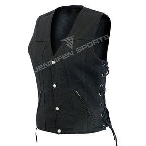 Gilet classique en toile 100% coton pour femme, durable, style motard, design de haute qualité, classique avec lacets latéraux - Product Image 3