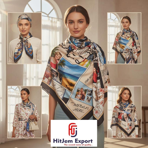 Écharpes longues personnalisées modernes, design imprimé, foulard hijab, châle, texture de soie douce, écharpe carrée, collection de mode - Product Image 5