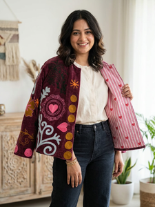 Veste en velours Suzani pour femmes avec broderie florale faite à la main, manches longues, vêtements d'extérieur d'hiver pour la vente en gros B2B - Product Image 3