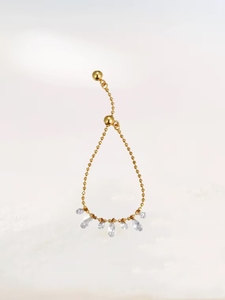 <b>Dainty</b> Pear Cut Diamond Charm <b>Ring</b> 14K Solid Gold Lab Grown Diamond Beaded Dangle Band Multi Stone Drop <b>Ring</b> Unique Fine Jewelry - Product Image 2