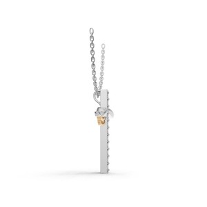 Collier pendentif croix religieuse en or 18 carats avec diamant de laboratoire, design aile de ruban bicolore, bijoux fins pour femme - Product Image 2