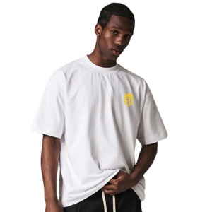 Men Oversized <b>White</b> T <b>Shirt</b> <b>Short</b> <b>Sleeve</b> Crew Neck Cotton Casual Streetwear Top Small Chest Logo Print Summer Tee - Product Image 5