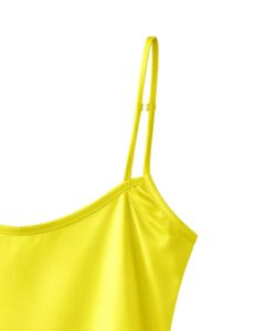 ชุดนอนเซ็กซี่ผ้าซาตินสีเหลืองนีออน แต่งลูกไม้ สายเดี่ยว กางเกงขาสั้น ชุดนอนผู้หญิง ชุดนอนผ้าไหมนุ่มสบายสำหรับฤดูร้อน ชุดลำลองสองชิ้น - Product Image 4