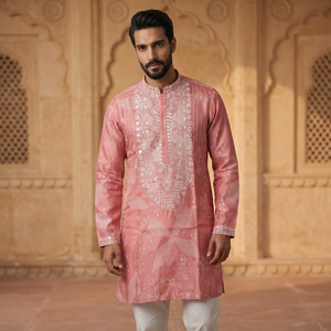 Kurta traditionnel exclusif pour hommes, de style indien et pakistanais, avec pyjama, disponible au meilleur prix - Product Image 1