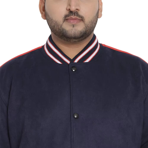 Veste varsity coupe-vent bleu marine pour homme, col montant, en polaire tricotée polyester/coton, vêtement décontracté d'hiver - Product Image 6