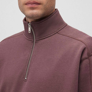 Sudadera de cuello alto con cremallera de 1/4 para hombre, 100% algodón, transpirable, para gimnasio y fitness, negra, lavada a la piedra, 200g, forro polar, personalizada, para entrenamiento al aire libre, venta al por mayor - Product Image 4