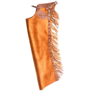 Chaps de cowboy en cuir suédé brun faits à la main Royal International avec franges, équipement de protection pour les jambes pour l'équitation et le rodéo, pour hommes - Product Image 2