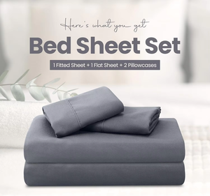 5 Star Hotel Linen Luxury Super Soft 4-Piece Solid Fitted Flat <b>Sheet</b> Pillowcases Set <b>King</b> <b>Size</b> - Product Image 4