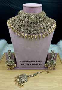 Juego de Collar y Pendientes de Lujo, Alta Calidad, Estilo Vintage, Chapado en Oro y Cobre, con Perlas y Kundan, Diseño Moderno para Mujer - Product Image 3