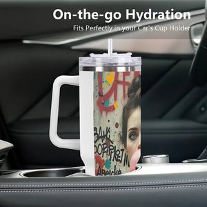 Custom Stainless Steel Tumbler 40oz With Handle Personalized Design For <b>Coffee</b> Or Tea - Product Image 3