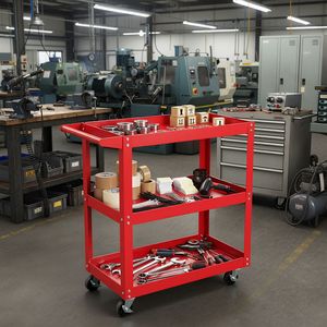 Carrello Portautensili in Acciaio Resistente da 200 Libbre con 3 Ripiani, Ripiano con Bordo Medio e Ruote Girevoli a 360 Gradi - Product Image 2