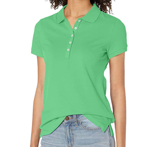 Polo à manches courtes pour femme, couleur unie, décontracté, en piqué tricoté, 100% coton, coupe classique, production Harry Johnson - Product Image 4
