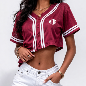 Maillot de baseball court en maille pour femme style streetwear hip-hop, T-shirt court ample, Maillot de sport, Haut d'uniforme d'équipe personnalisé, Fourniture en gros OEM - Product Image 5