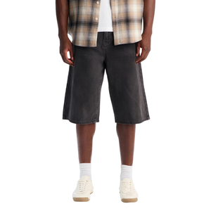 Shorts en jean noir pour homme, respirants, coupe mi-ample, longueur genou, en coton, décontractés, style streetwear, classiques, cinq poches, tendance estivale - Product Image 1