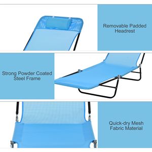 Silla Reclinable Plegable para Exteriores con Asiento de Malla Transpirable y Reposacabezas, para Tomar el Sol en la Piscina - Product Image 5