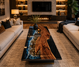 Premium Ocean <b>Epoxy</b> <b>Coffee</b> <b>Table</b> Luxury Live Edge Wood <b>Table</b> Handmade Modern Living Room Decor - Product Image 2
