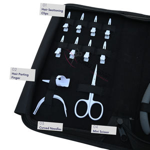 Kit de Herramientas para Extensiones de Cabello Blanco para Uso en Salón con Alicates de Micro Anclaje, Alicates para Extensiones de Cinta Adhesiva, Agujas Curvas de Costura y Separador de Extensiones - Product Image 3