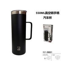 Vaso de Viaje de Acero Inoxidable de 550 ml, Diseño Minimalista, Aislamiento al Vacío de Doble Pared, Asa, Aislamiento Térmico de Más de 24 Horas