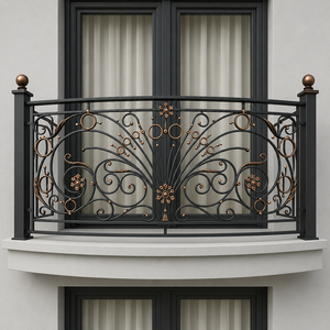 Mejore el exterior de su edificio moderno con barandillas de balcón de hierro forjado artesanal que garantizan seguridad y un estilo refinado. - Product Image 4