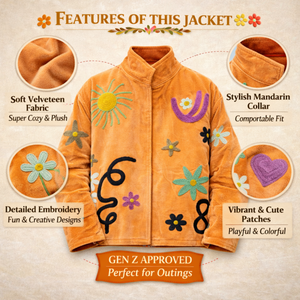 Veste en velours brodée à la main de luxe, style bohème, col montant, cadeau unique pour festival - Product Image 6