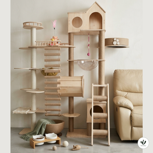 Custom Large Modern Luxury <b>Cat</b> Tree with Sisal & Wood Scratching Post and Adjustable Height for Indoor <b>Cats</b> - Product Image 4