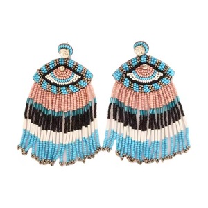 Boucles d'oreilles à franges perlées jaunes ou boucles d'oreilles à pompons en perles de rocaille, ornées de perles, faites à la main, modèle perroquet, de la marque - Product Image 2