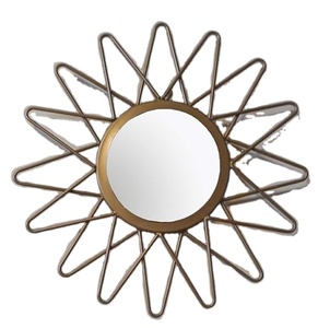 Espejo decorativo de Arte Moderno de estilo de vida ambiental, diseño de sol dorado de Metal colgante montado en la pared de alta calidad para decoración de boda - Product Image 1
