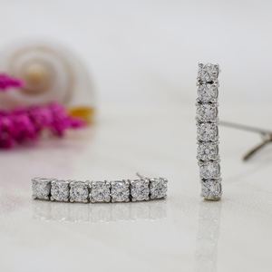 Moissanite Bar Earrings Dainty Linear Studs Gold Plated Sterling Silver Minimalist Gemstone Jewelry <b>Gift</b> Women Elegant - Product Image 1