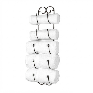 Toallero de Hierro Forjado Premium con Diseño Vintage, Organizador de Baño Montado en la Pared con 3 Ganchos Inferiores para Spas - Product Image 3