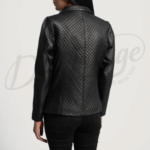 Women Real Leather <b>Quilted</b> Blazer <b>Jacket</b> Slim Fit Premium Sheepskin Diamond <b>Pattern</b> Casual Business Outerwear Fashionable Coat - Product Image 6