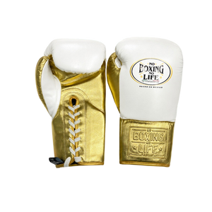 Guantes de Boxeo Hechos a Mano, Modelo No Boxing No Life, Rojos y Dorados, Ajustables con Cordones en la Muñeca, Ligeros, Profesionales, para Entrenamiento, OEM, Más Vendidos - Product Image 3