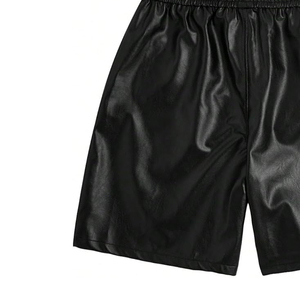 Men's Black Polyester Satin Shorts Mid Rise Drawstring Waist Quick Dry Casual Style Woven Fabric Solid Color - Product Image 3