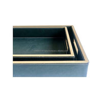 Plateau de service décoratif carré en cuir PU poli de qualité commerciale supérieure, style Art Déco, compatible lave-vaisselle, pour la maison et le salon