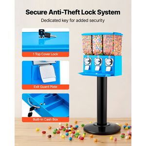 Máquina Expendedora de Dulces de Triple Compartimento con Soporte, Dispensador de Chicles Integrado para Venta de Dulces - Product Image 6