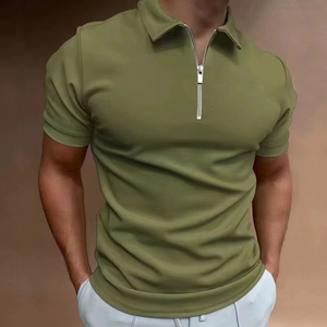 Polo pour homme d'affaires, col zippé, manches courtes, pour le golf, décontracté, quotidien, streetwear, logo personnalisé - Product Image 4