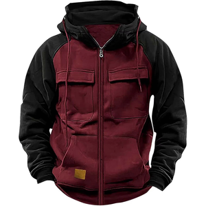 Sudadera con capucha táctica para hombre con cremallera de un cuarto, para gimnasio y actividades al aire libre, con bolsillos cargo, tipo pullover - Product Image 1