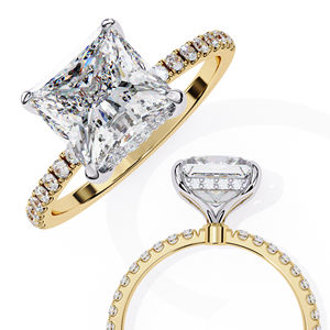 Bagues de mariage classiques à halo caché en or massif 14 carats avec diamant de laboratoire certifié IGI taille princesse 2 carats – Cadeau de fiançailles - Product Image 2